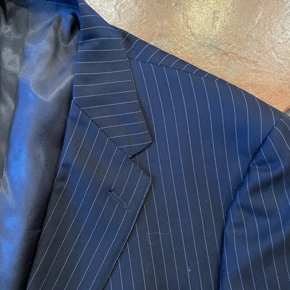 DANIEL CREMIEUX COLLECTION x Loro Piana Wool Stripe Suit in Navy Size 44 L - Picture 3 of 12